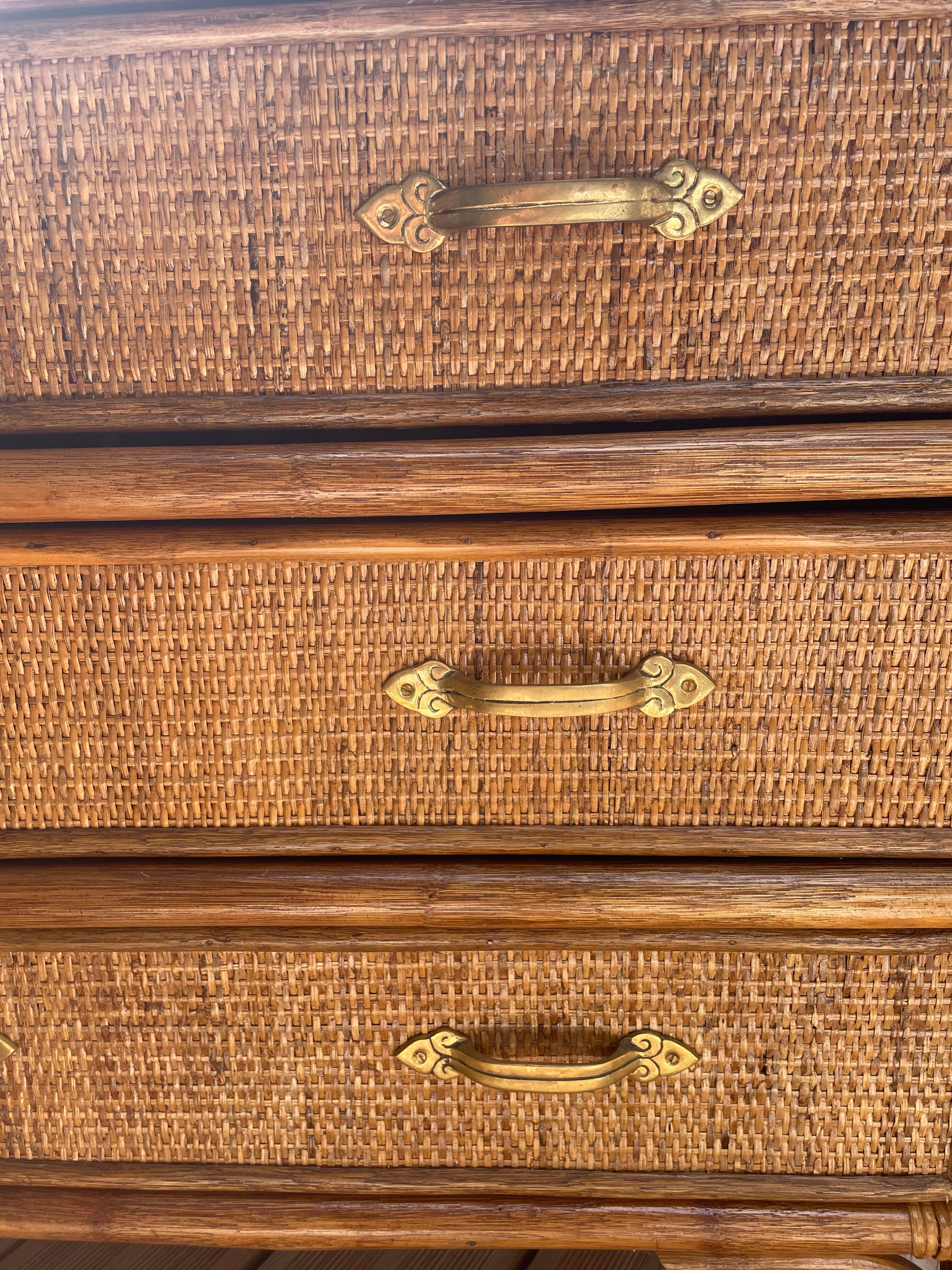 Commode osier et rotin