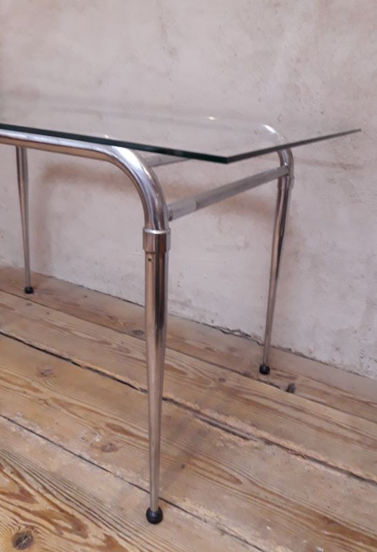 Desk table 120x76cm chrome metal and glass