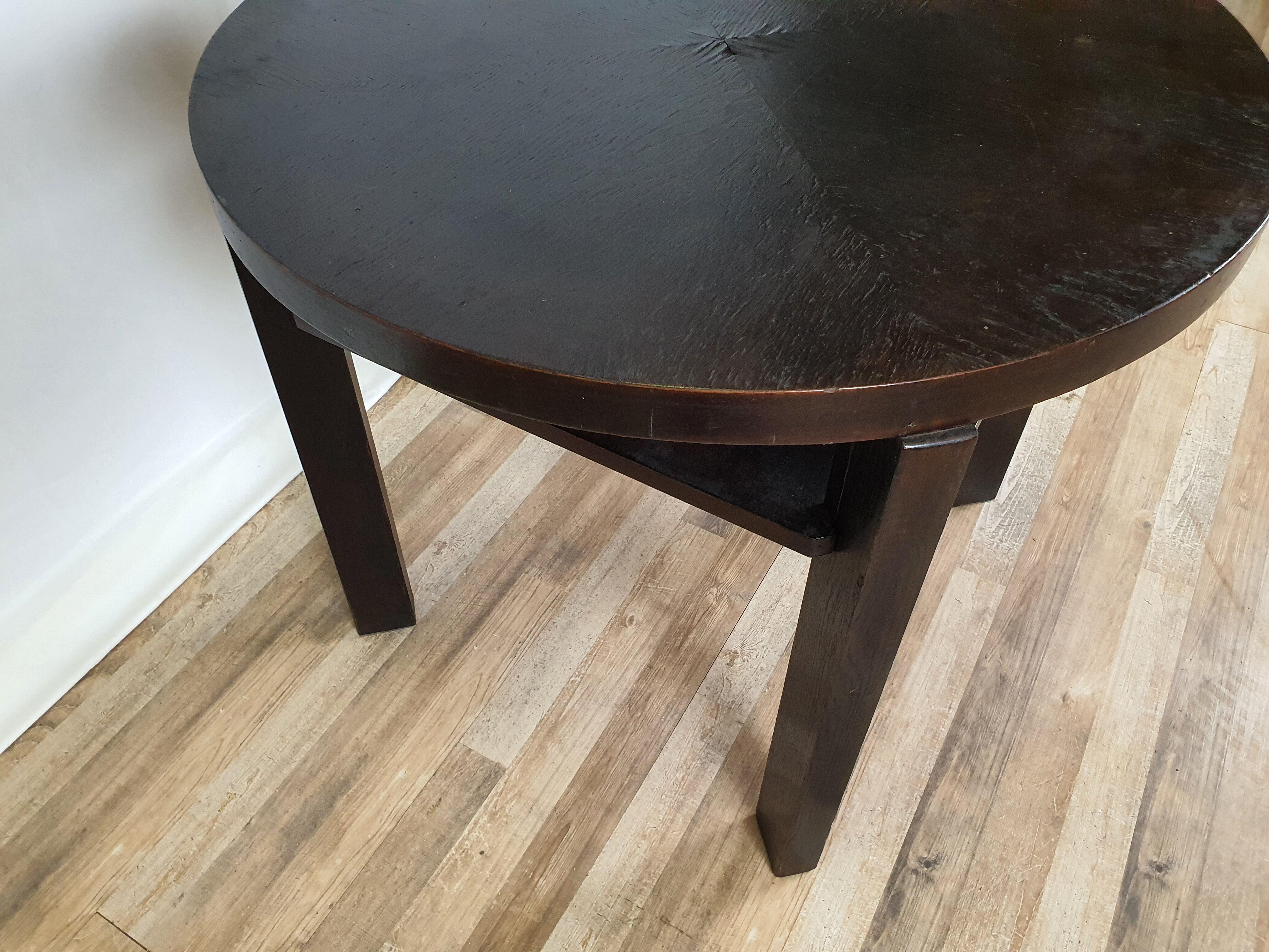 Art decò round black coffee table