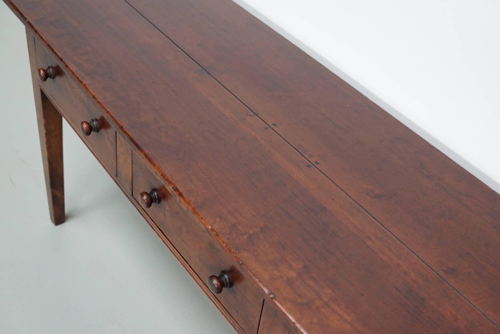 Vintage English Rustic Farmhouse Beech Side Table, 1950s