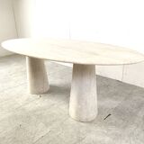 Vintage oval travertine dining table, 1970s