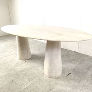 Vintage oval travertine dining table, 1970s