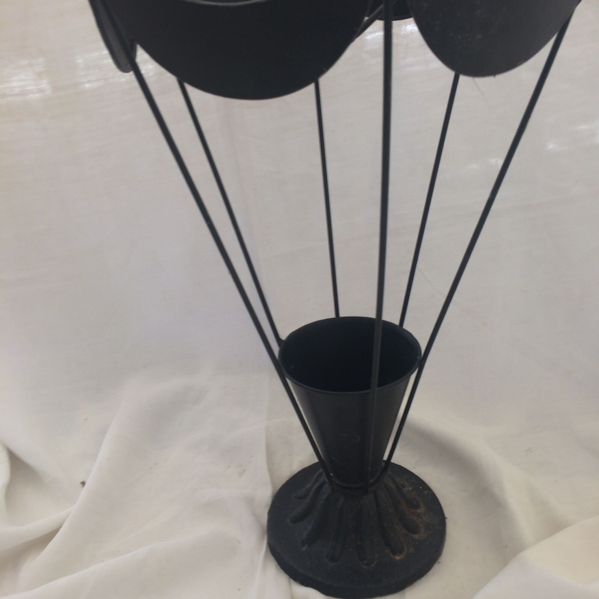 Black cast iron and metal umbrella holder