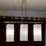 Lampe à Suspension à 3 Lumières Opaline de Maison Arlus, 1950