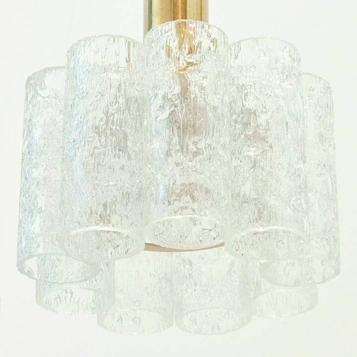 Mid-Century Modern Murano Ice Glass Triple Pendant Light from Doria, 1960s