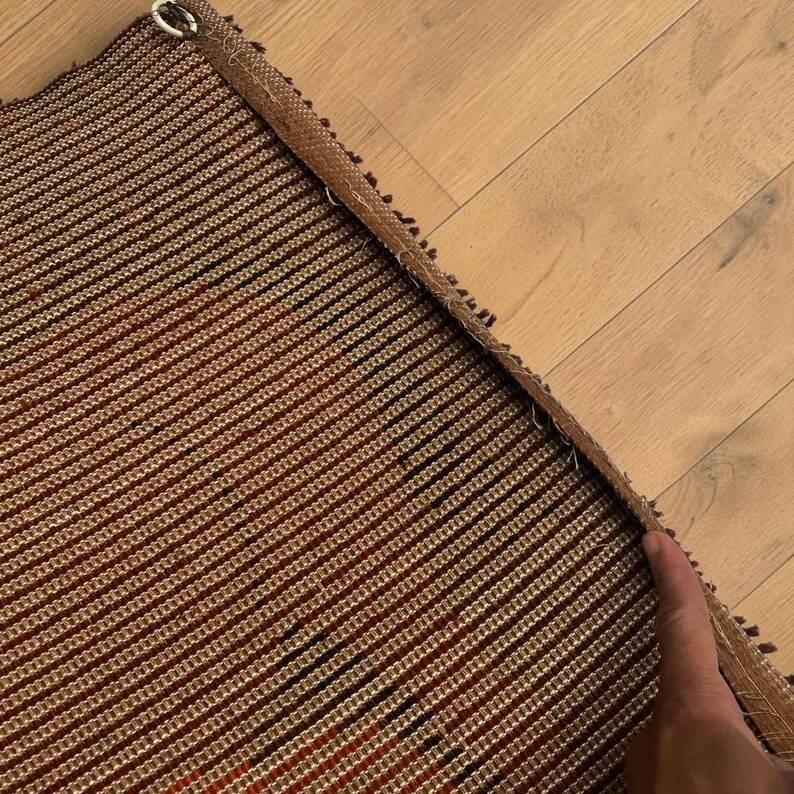 Tapis et tapisserie RYA vintage des années 1970 en marron et orange avec cheval