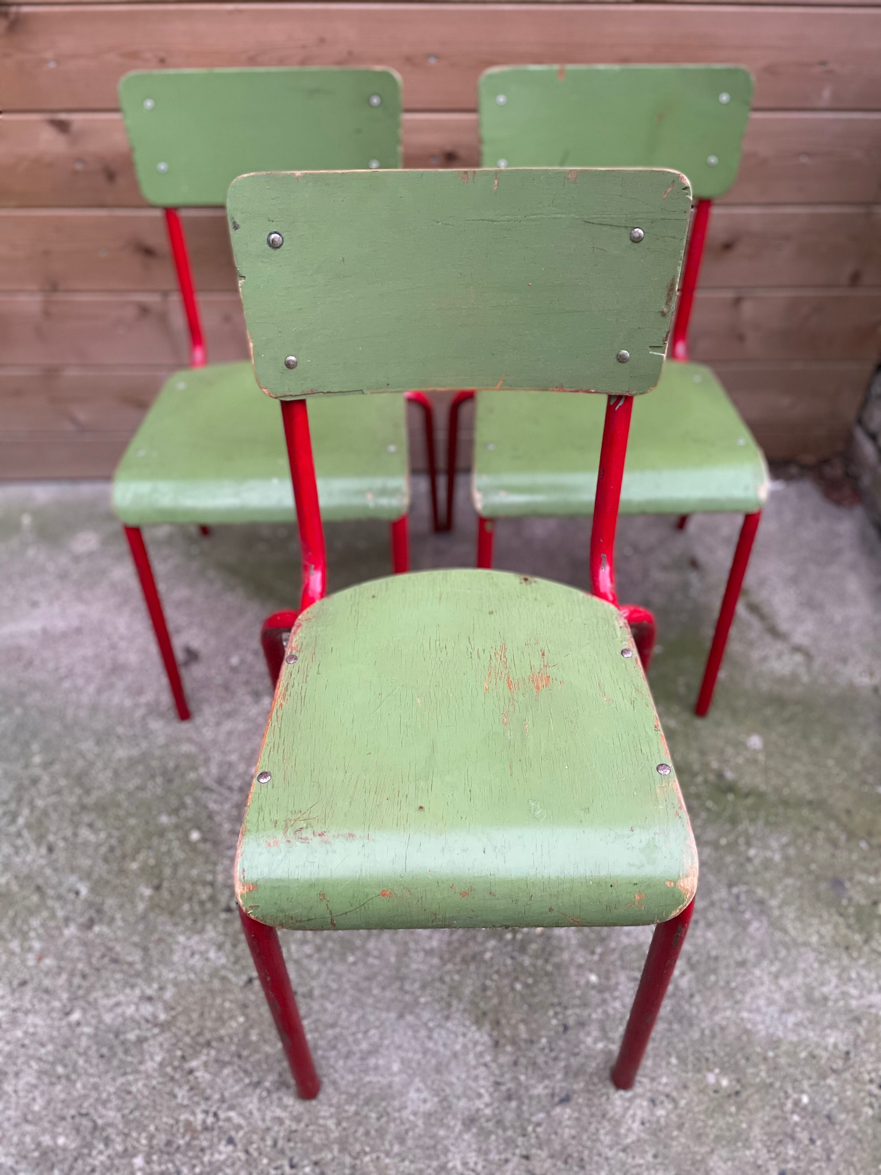 Set of 3 vintage school chairs