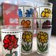 Set of 7 vintage enameled and screen-printed glasses 60/70
