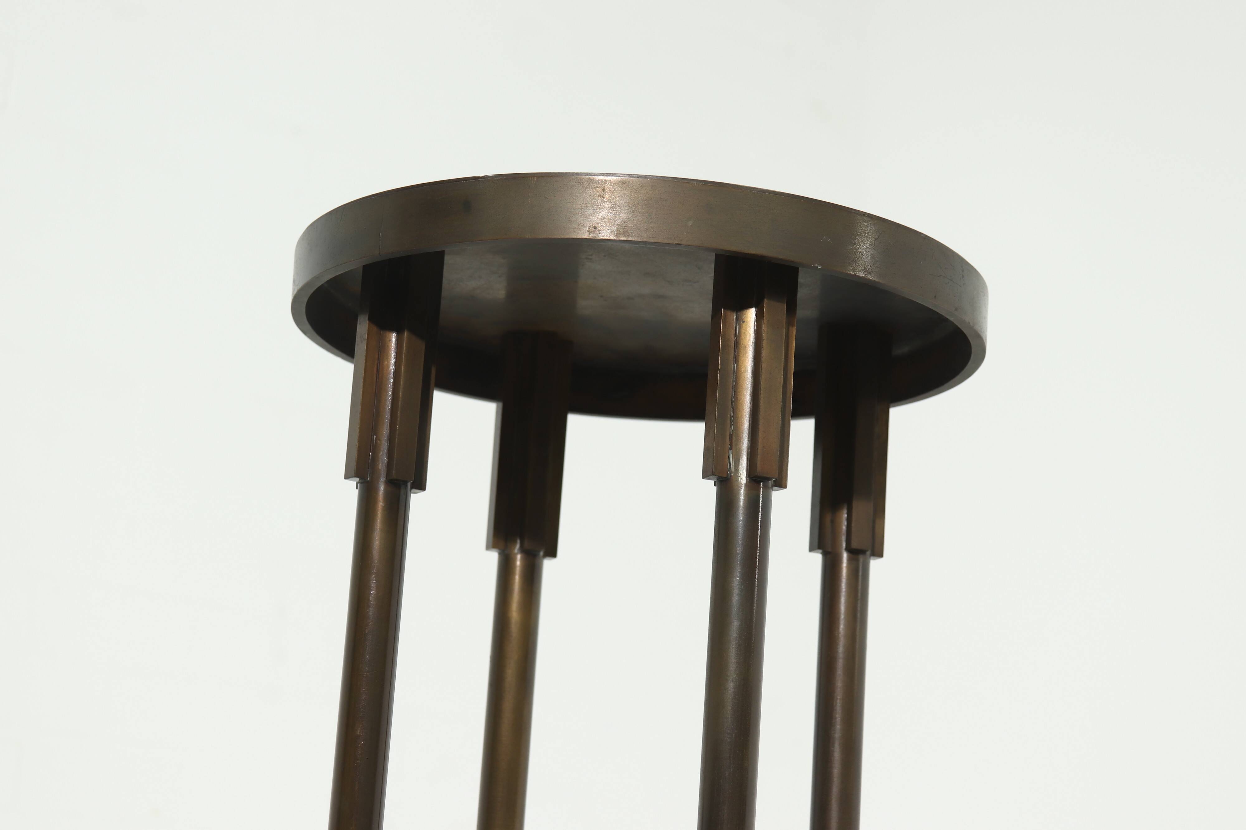 Art Deco Bronze Pedestal Side Table 1930s