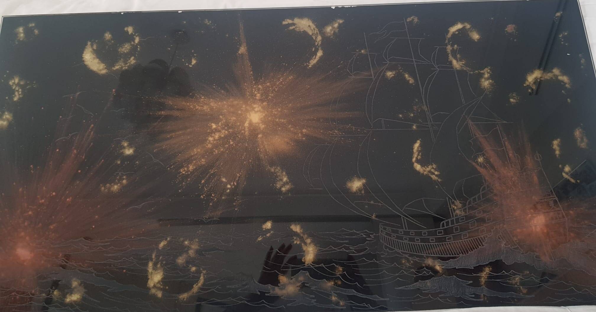 Gold and bronze powder table signed Lasco