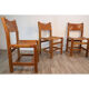 Série de 4 chaises vintage maison regain en orme et cuir 1970