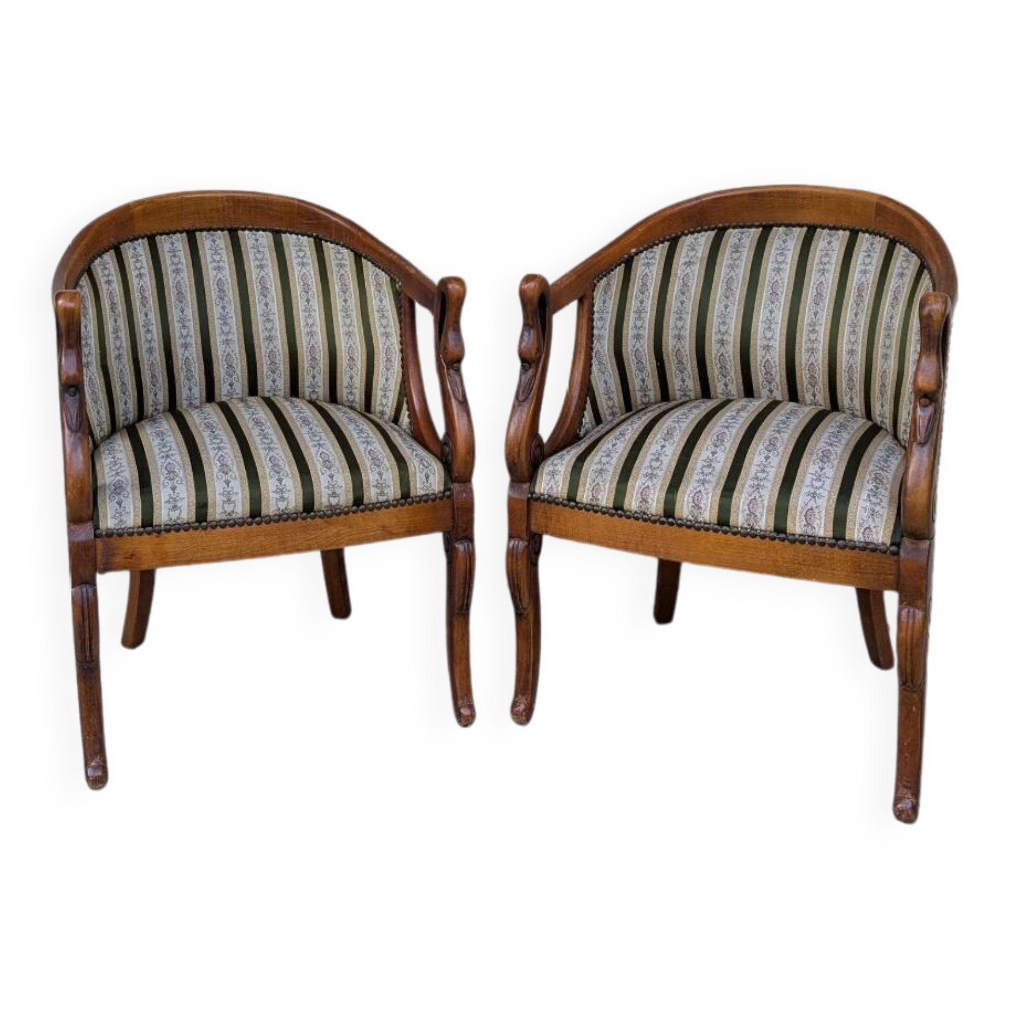 Pair of "swan neck" armchairs