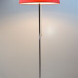1960 chrome lamppost and red lampshade, double lighting
