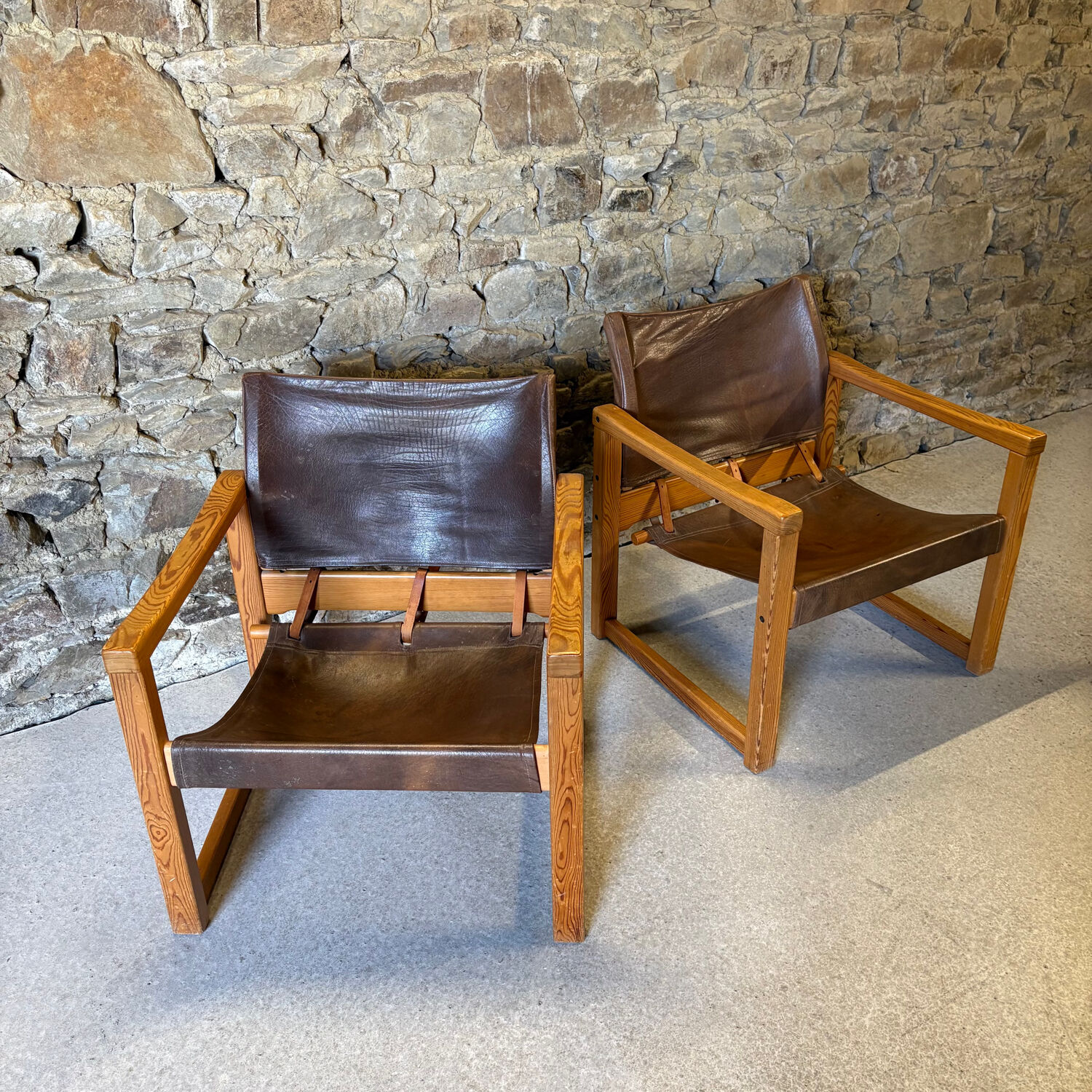 2 leather chairs Diana by Karin Mobring for IKEA, 1970