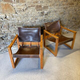 2 leather chairs Diana by Karin Mobring for IKEA, 1970