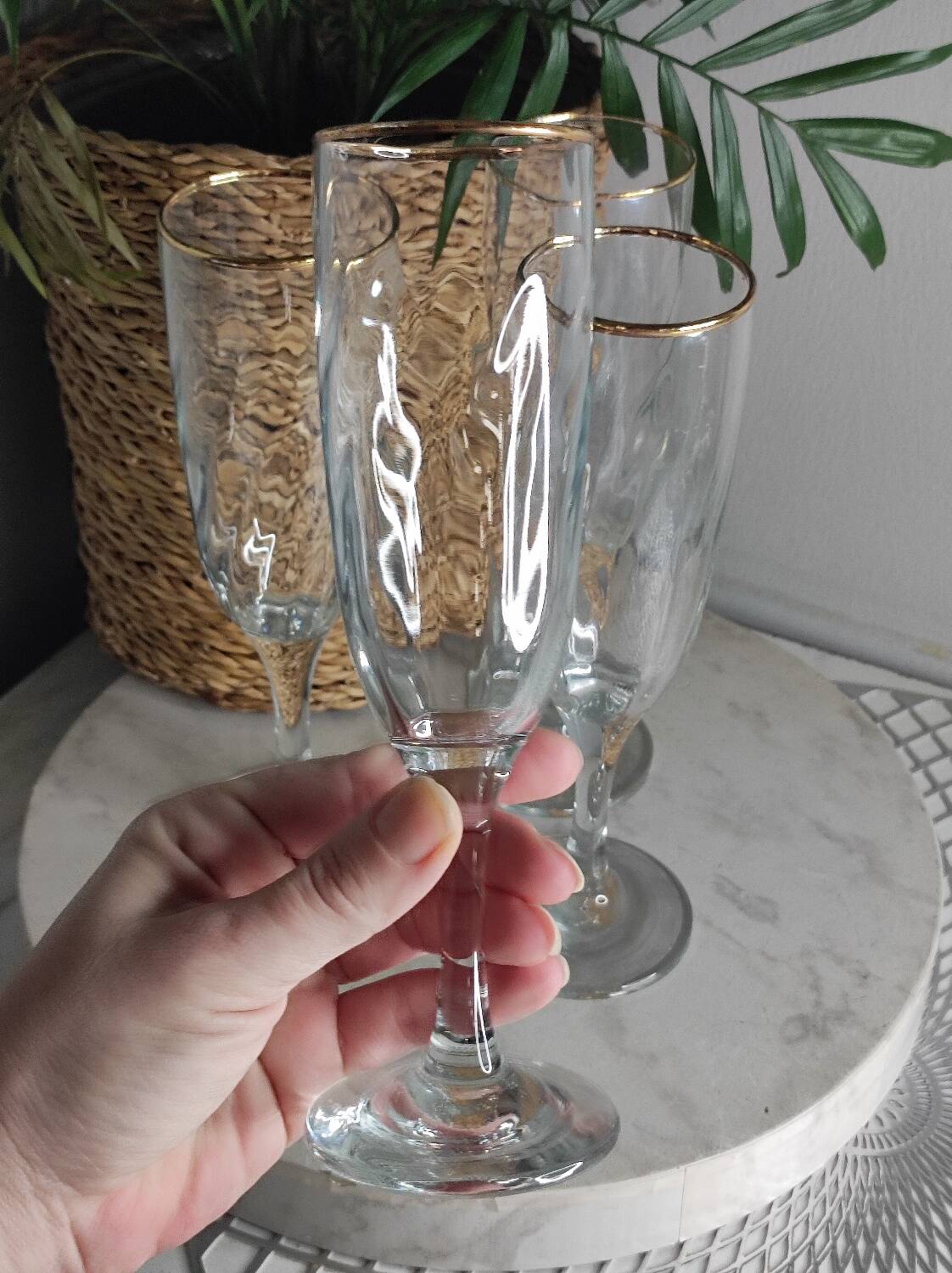 Gold champagne flutes