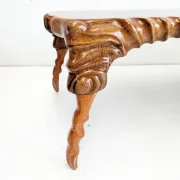 Handcarved sculptural suar wood coffee table 1960s