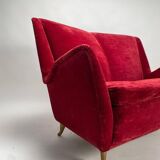 Italian Two-Seater Red Sofa from by I.S.A. Bergamo, 1950s