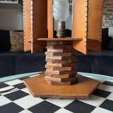 Lampe moderniste en bois - création d’ébénisterie artisanale 70’s