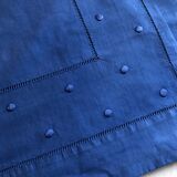 Drap ancien en lin et coton teinté en bleu Méditerranée