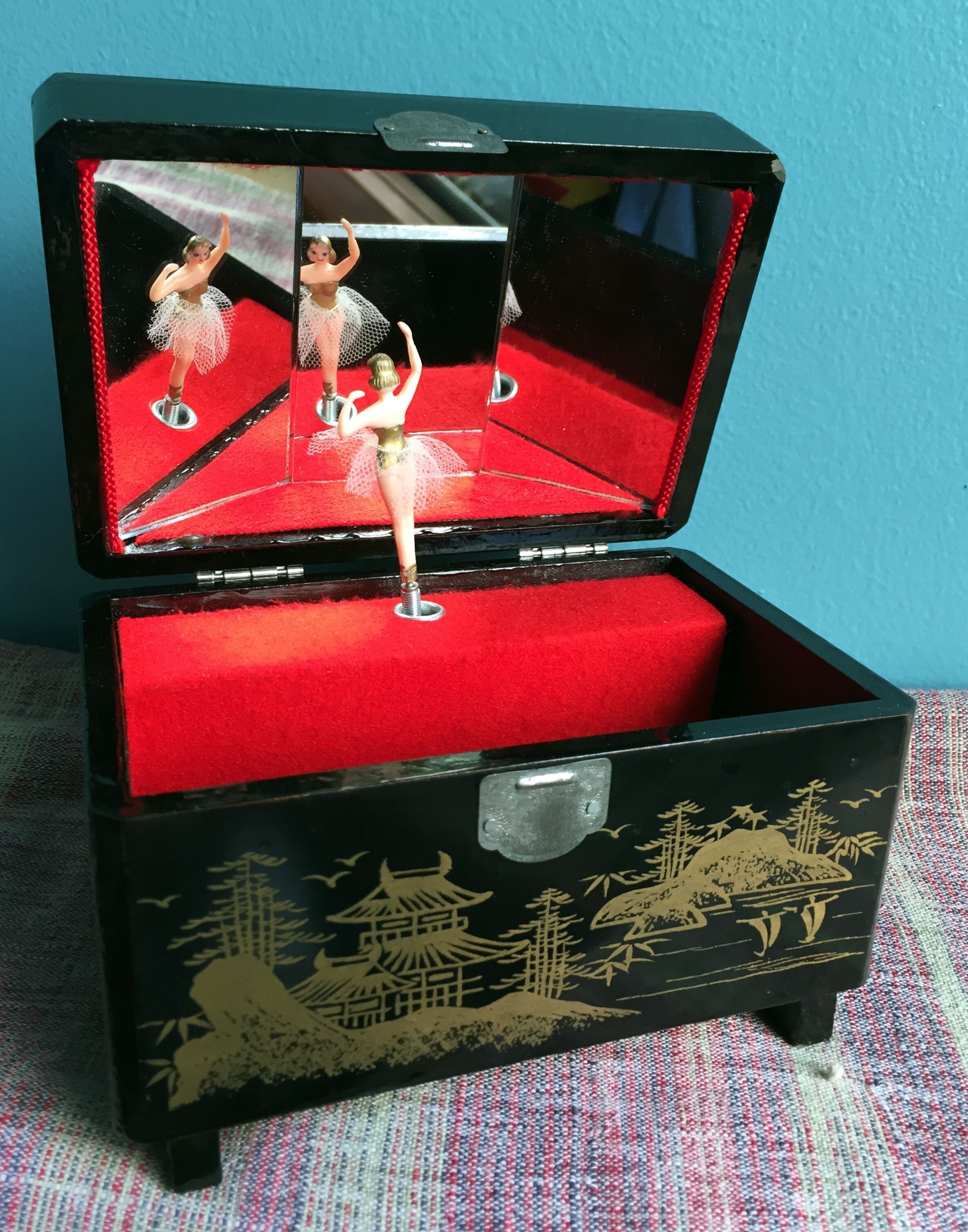 Asian music box and vintage tutu dancer 1970
