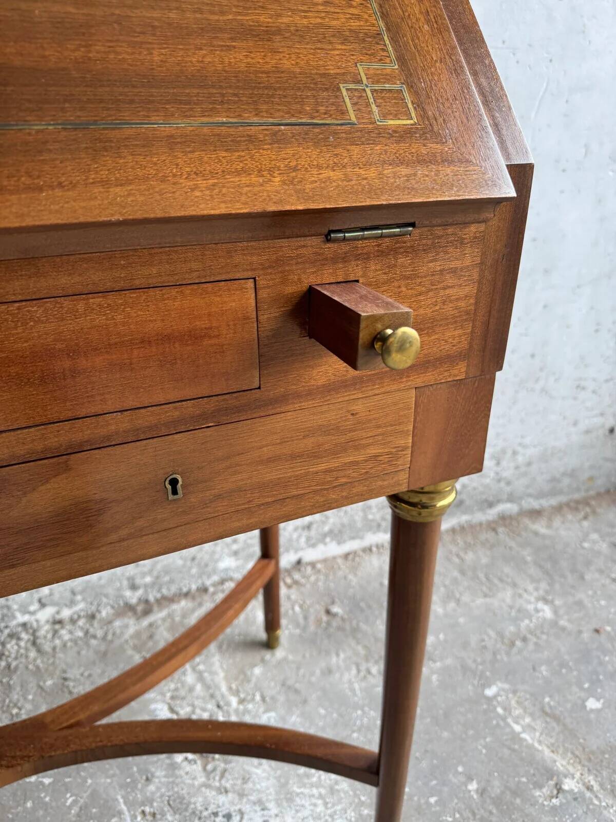 Antique writing desk by DeCoene with chair
