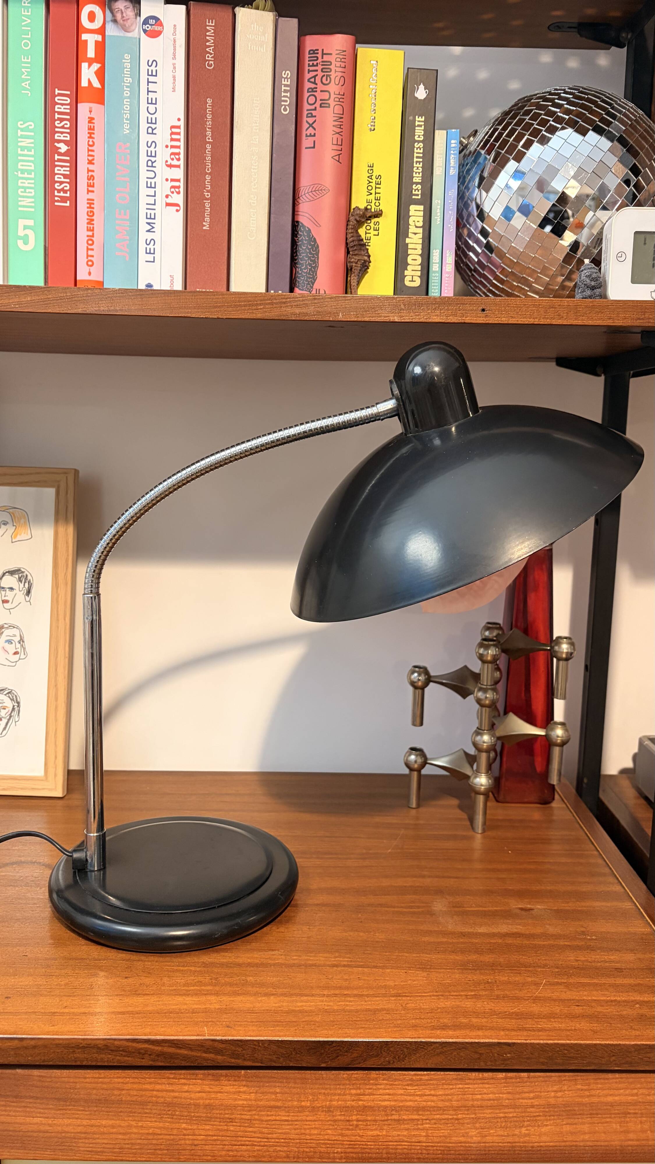 Lampe industrielle noir bureau space age made in France 70s 80s vintage