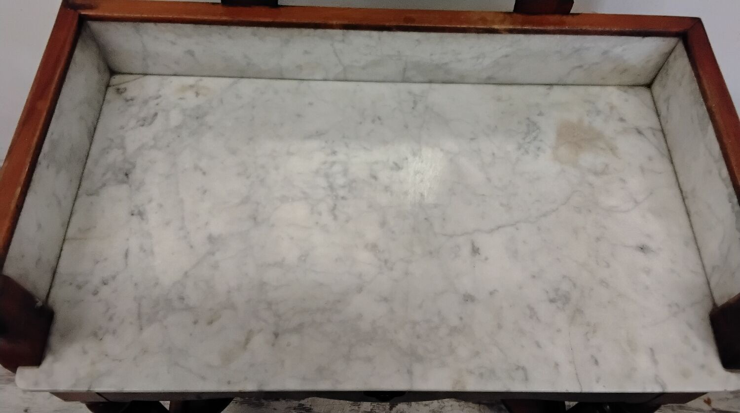 Antique dressing table/vanity unit in wood and marble