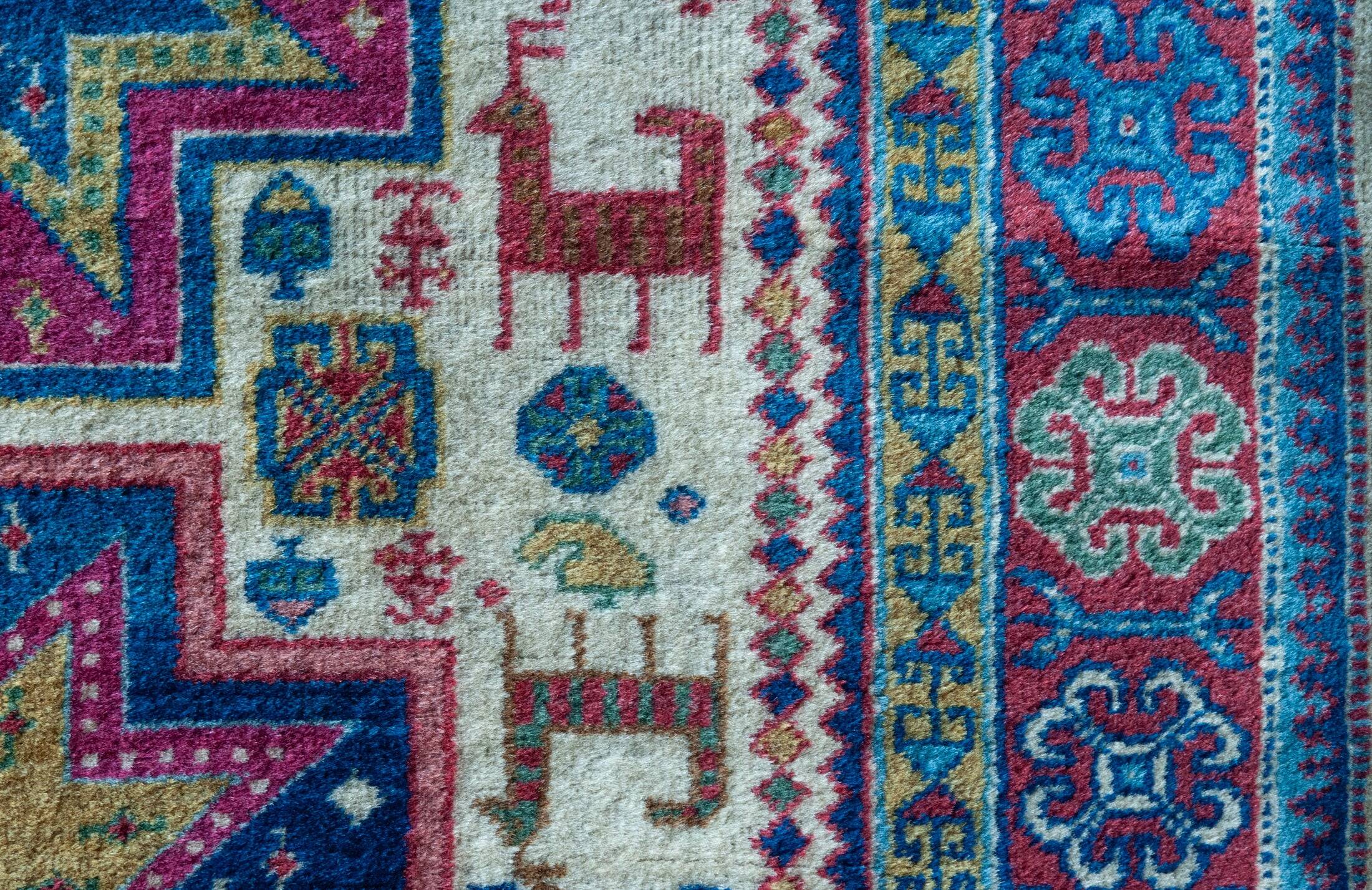 Hand Woven Vintage Eastern Rug - Animal Motifs