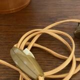 Duo wall lights, 3 M fabric cable, rattan and cane, 70s