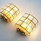 Pair of brass and glass facetted sconces by Glashutte Limburg