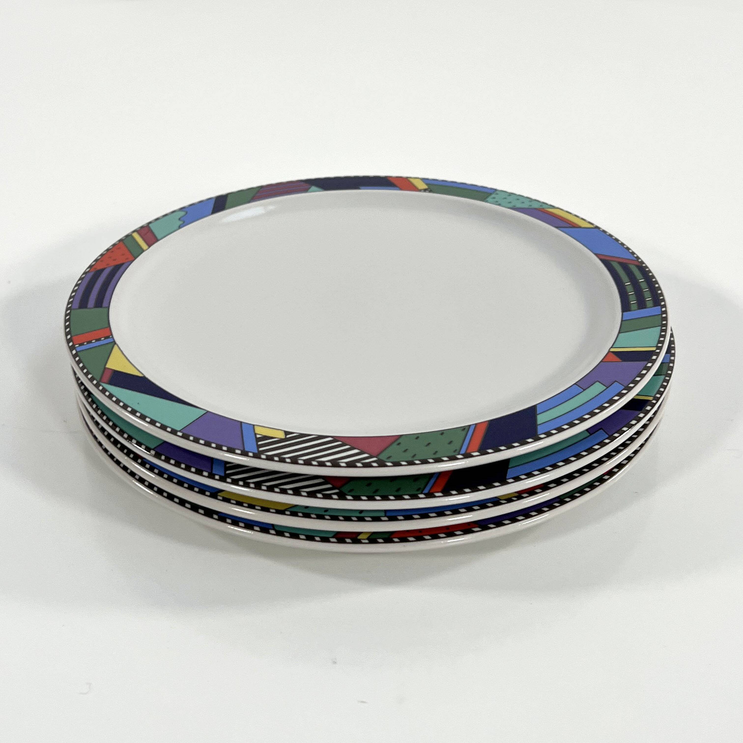 Lot de 4 assiettes Scenario Metropol de Barbara Brenner pour Rosenthal, 90