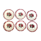 Set of 6 dessert plates Digoin Sarreguemines cibon pink vintage old