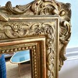 Miroir trumeau ancien de cheminée en bois doré 125x80