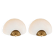 Pair of vintage wall lights in brass and opaline glass, Art Deco style.