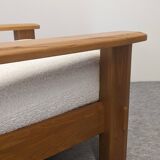 Pair of modernist armchairs in solid elm from the 60s/70s