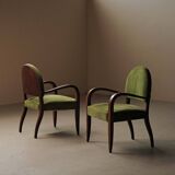 Pair of Art Deco armchairs in mahogany, circa 1930.