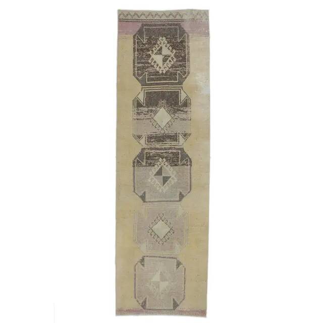 1970s Turkish Hand-Knotted Runner Rug 90x298