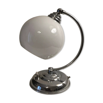 Antique articulated chrome lamp with opaline