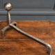Pair of 1930 modernist chenets decorated with a ball
