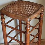 Tabouret ancien cannage et bois tourné