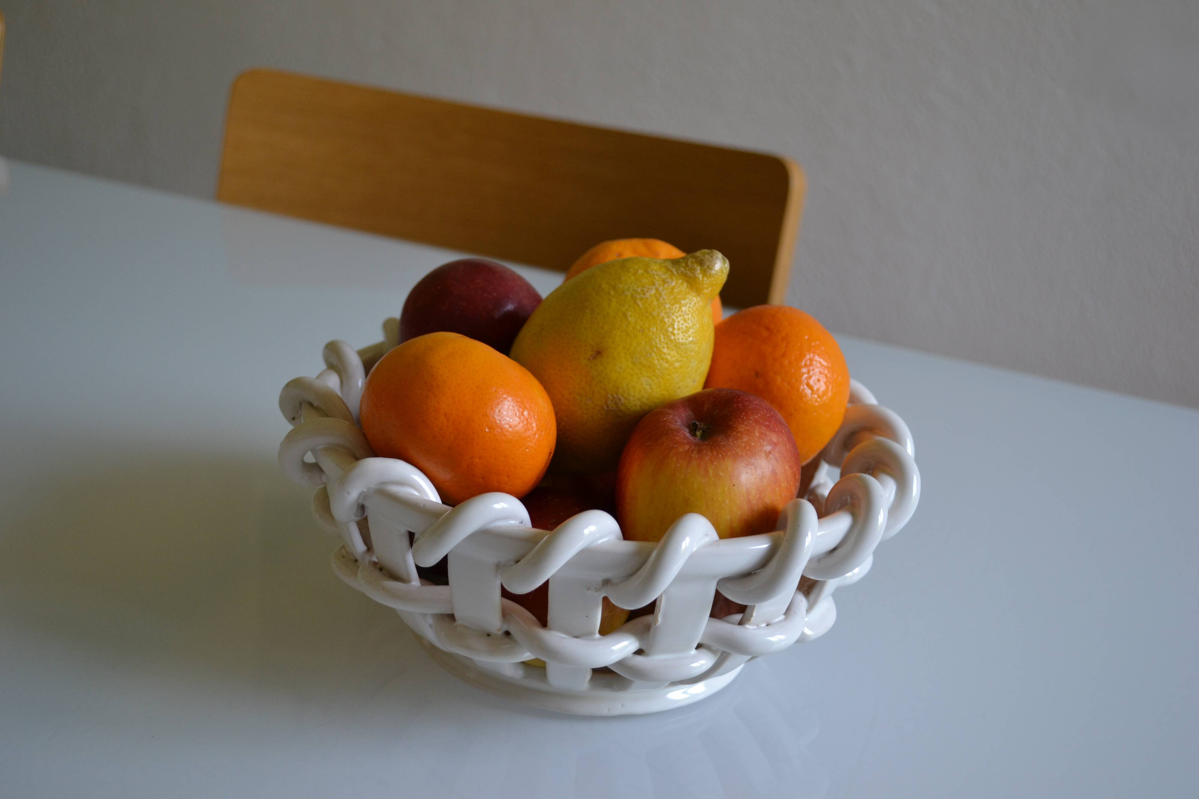 Corbeille ou coupe à fruits céramique tressée de Malicorne Emile Tessier