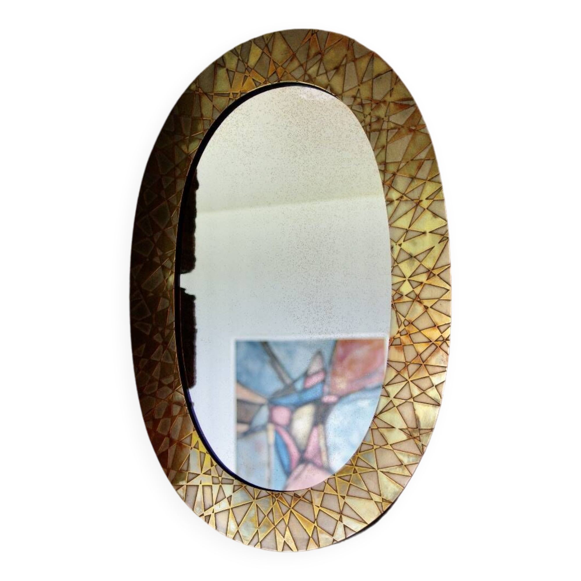 Vintage brass mirror by thomas pysse dk denmark 1950