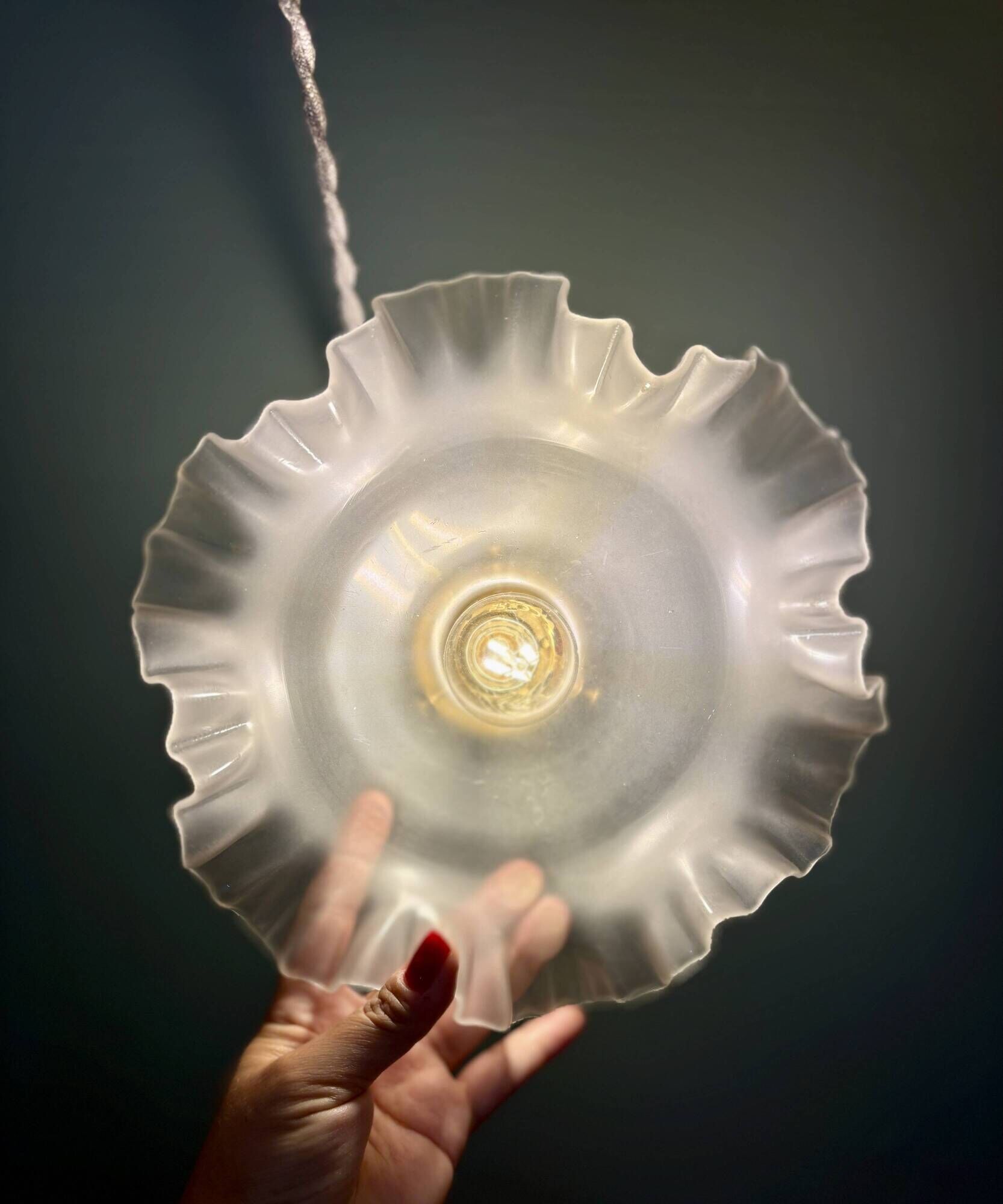Suspension vintage lampshade in frosted glass (DEP01)