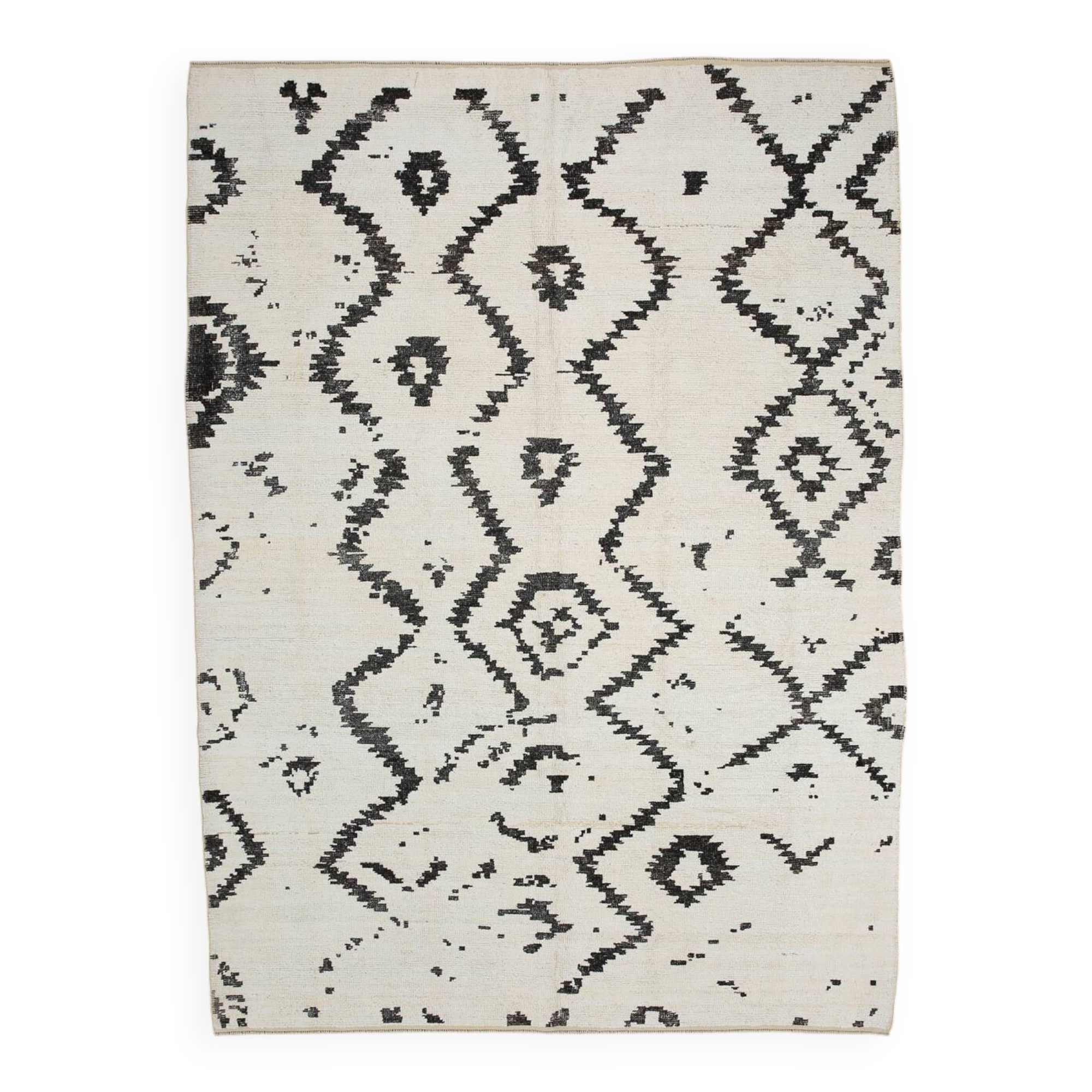 7x10 Neutral White Modern Super Soft Moroccan Rug, 216x294Cm