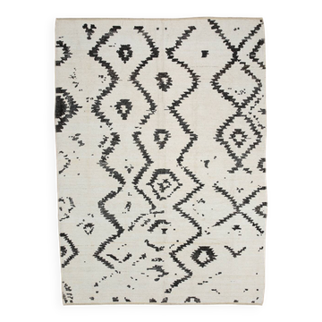 Tapis marocain moderne super doux blanc neutre 7x10, 216x294 cm