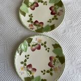 Set of 2 HB&Cie slip plates, diameter 21 cm, strawberry decoration