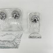Set of Grohe ice glass bathroom set towel hanger, soap tray and plateau
