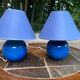Pair of blue bedside lamps from the 60s by Les lampes d'Albret
