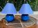 Pair of blue bedside lamps from the 60s by Les lampes d'Albret